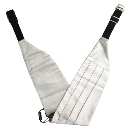 Dolce & Gabbana White Men Wide Waist Silk Belt Cummerbund