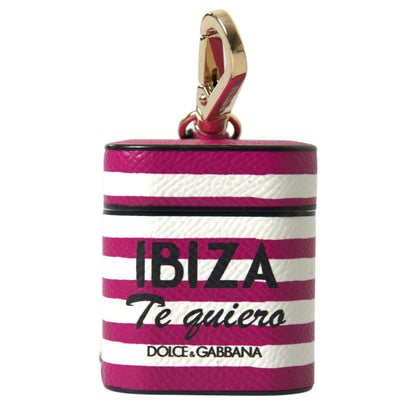 Dolce & Gabbana Fuchsia Dauphine Leather Logo Airpods Case