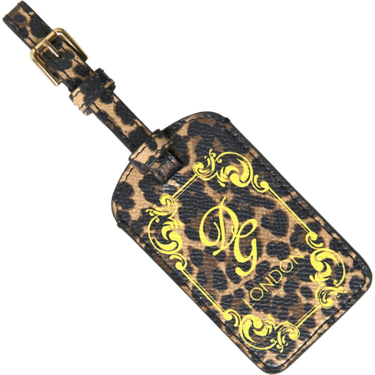 Dolce & Gabbana Elegant Leopard Leather Luggage Tag Dolce & Gabbana