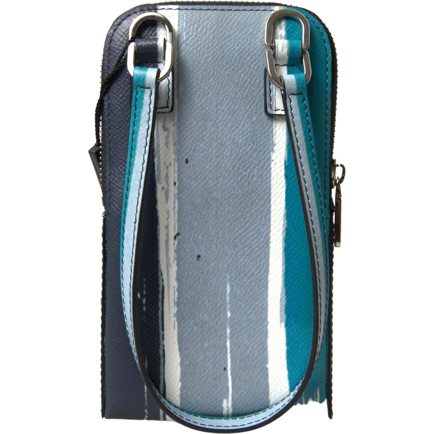 Dolce & Gabbana Elegant Leather Crossbody Phone Bag in Blue & White Dolce & Gabbana