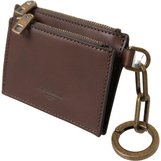 Dolce & Gabbana Elegant Brown Leather Coin Purse Wallet Dolce & Gabbana