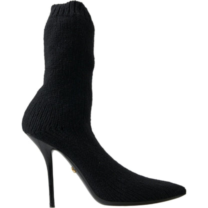 Dolce & Gabbana Black Stiletto Heel Mid Calf Women Boot Shoes