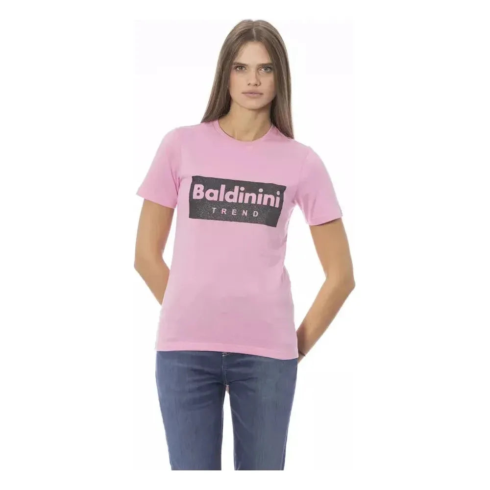 تي شيرت نسائي قطني باللون الوردي من Baldinini Trend