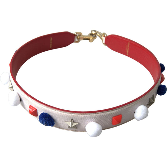 Dolce & Gabbana White Leather Studded Bag Shoulder Strap