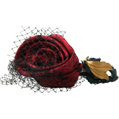 Dolce & Gabbana Red with multicolor Rose Silk Crystal Netted Logo Diadem Headband Dolce & Gabbana