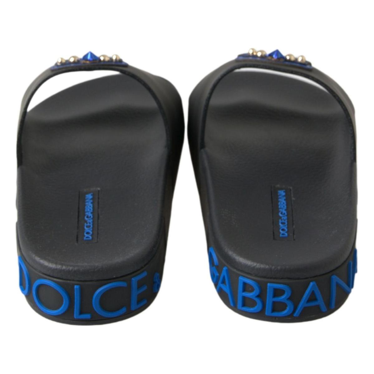 Dolce & Gabbana Black Slides Sandals Beach Saint Barth Shoes