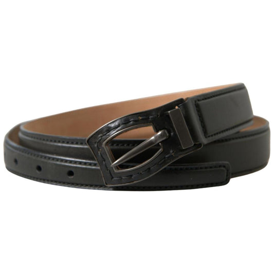 Ermanno Scervino Black Leather Metal Buckle Cintura Belt Ermanno Scervino