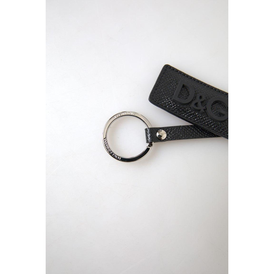 Dolce & Gabbana Black DG Logo Leather Silver Metal Keychain 1728,67345645728,Accessories,Dolce & Gabbana,Keychains - Men - Accessories,Keychains - Other Accessories - Accessories,Material: Leather,Men,Men - Accessories,New with tags,Other Accessories - Ac