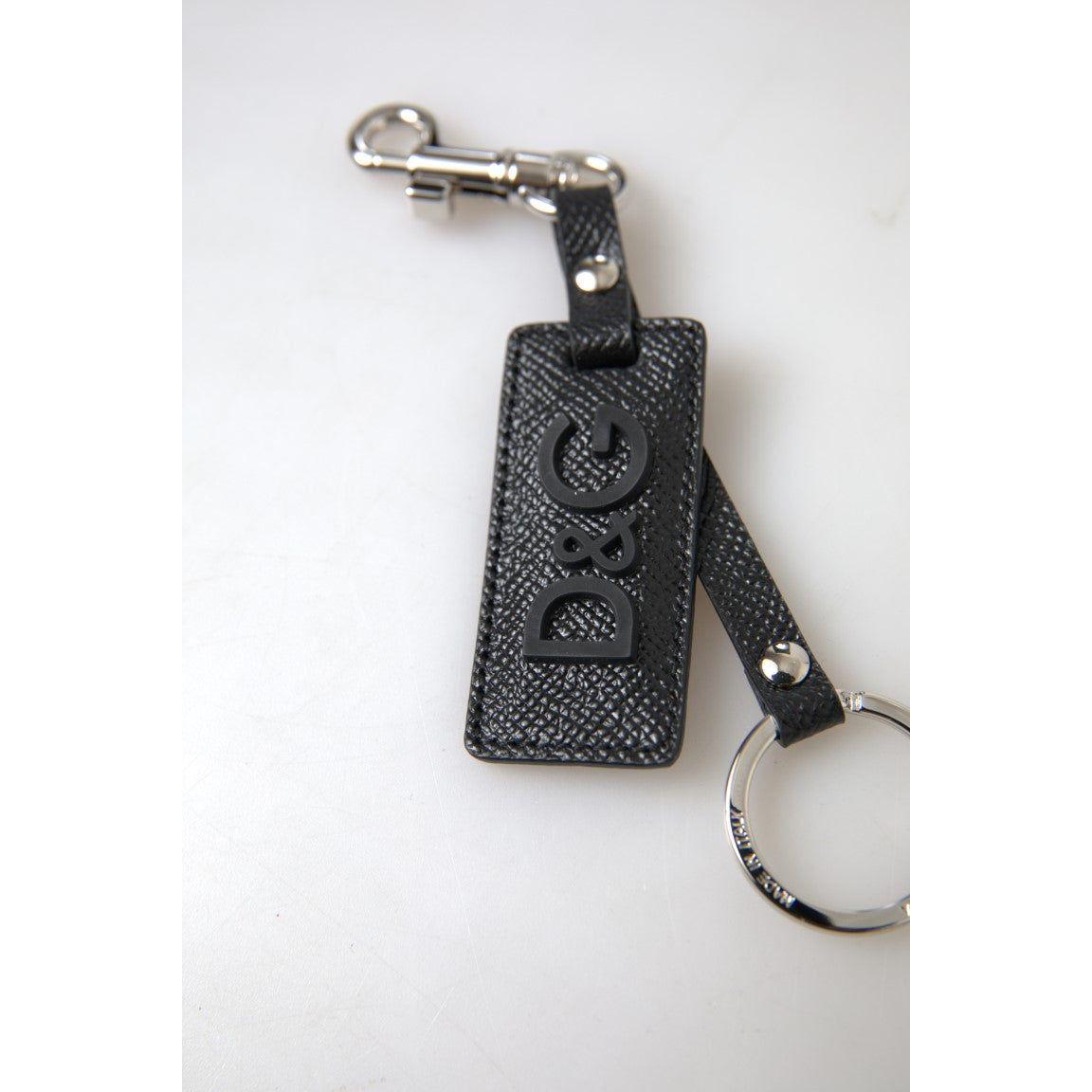 Dolce & Gabbana Black DG Logo Leather Silver Metal Keychain 1728,67345645728,Accessories,Dolce & Gabbana,Keychains - Men - Accessories,Keychains - Other Accessories - Accessories,Material: Leather,Men,Men - Accessories,New with tags,Other Accessories - Ac