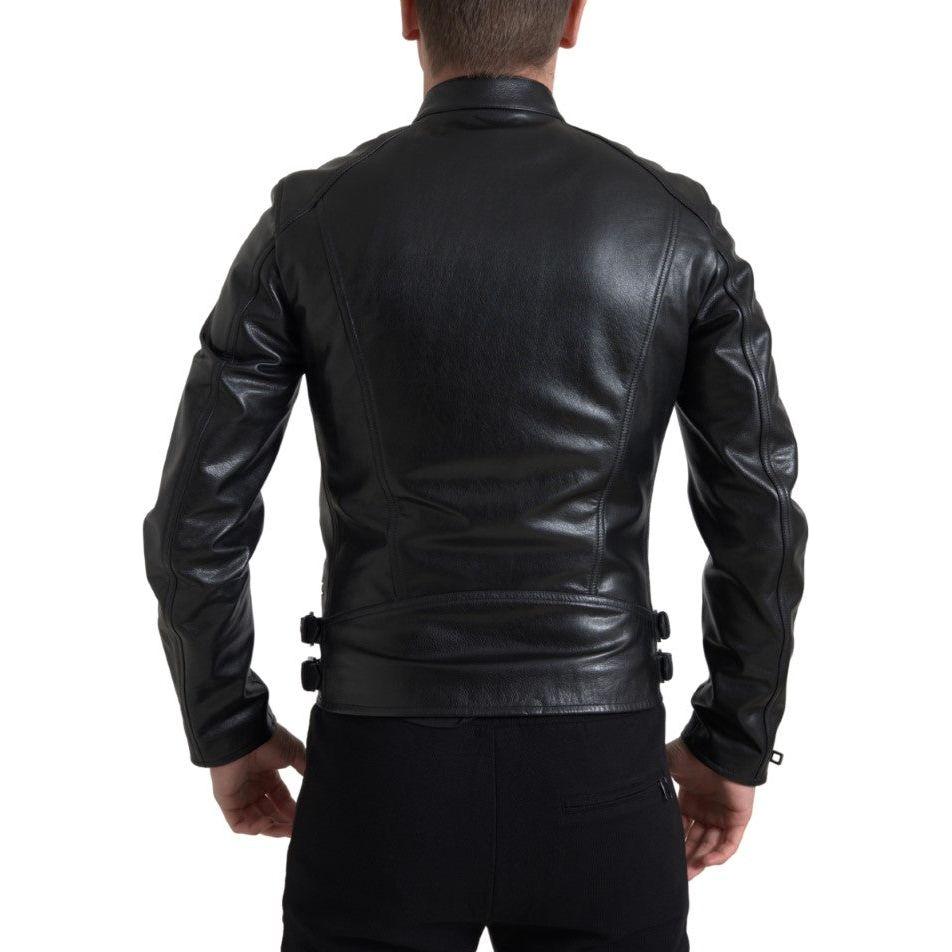 Dolce & Gabbana Sleek Black Leather Biker Jacket Dolce & Gabbana