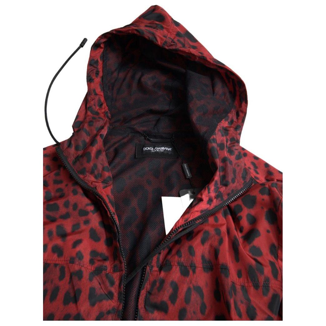 Dolce & Gabbana Red Leopard Hooded Bomber Jacket Dolce & Gabbana