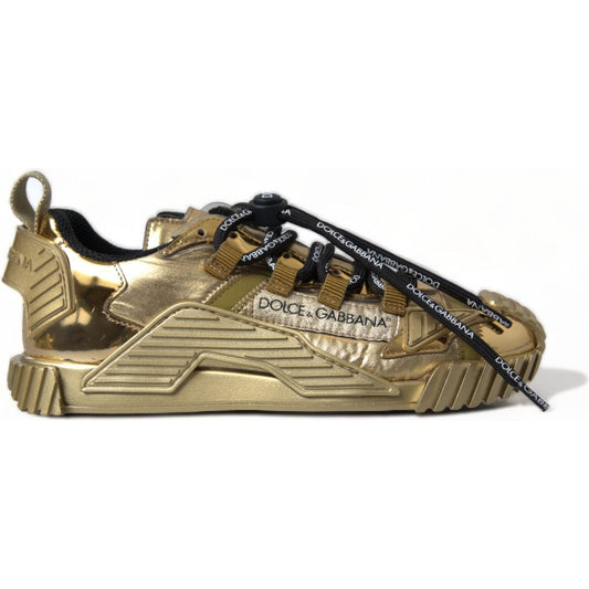 Dolce & Gabbana Gleaming Gold-Toned Luxury Sneakers Dolce & Gabbana