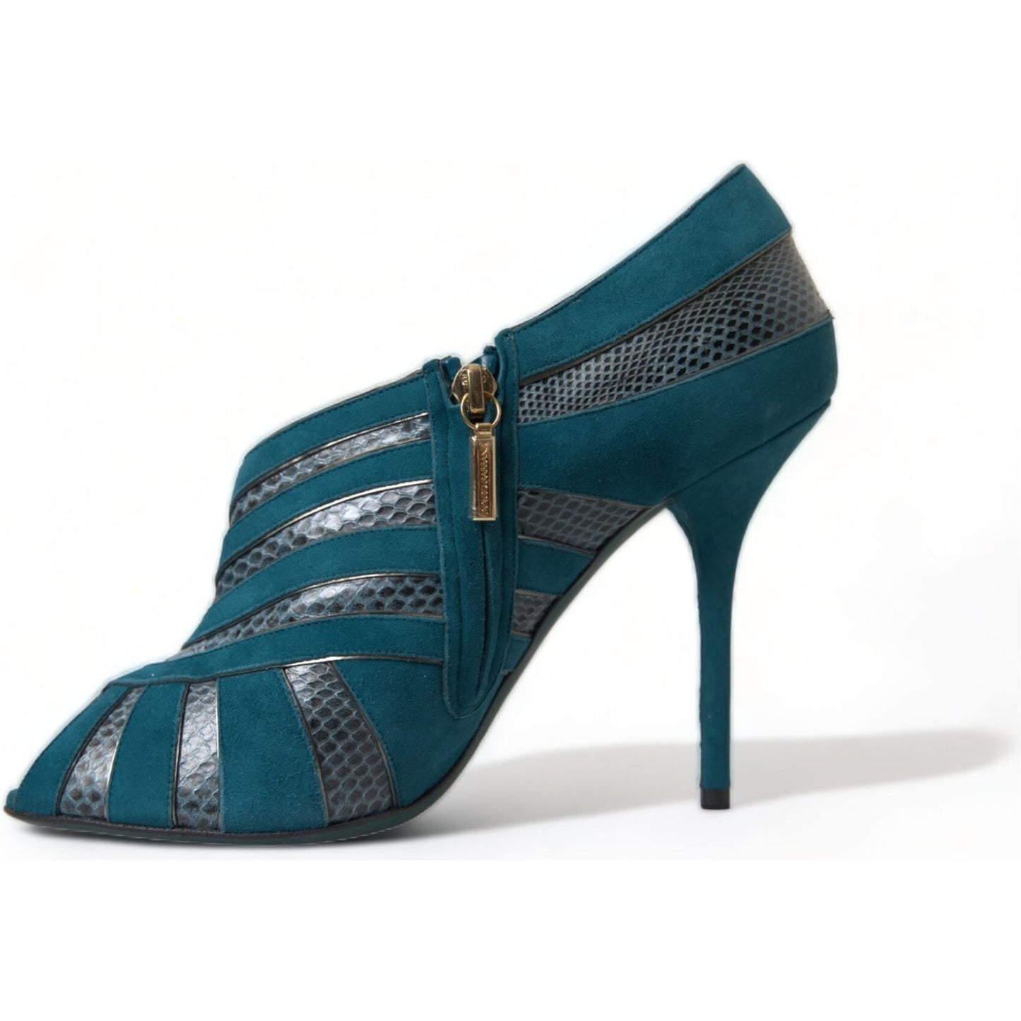 Dolce & Gabbana Teal Suede Peep Toe Heels Pumps Dolce & Gabbana