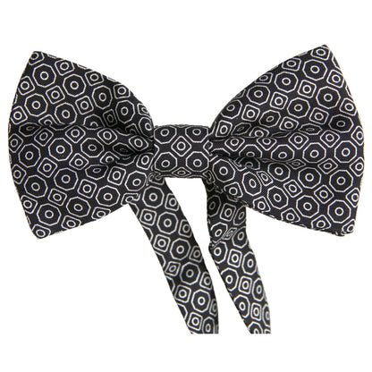 Dolce & Gabbana Black White Pattern Adjustable Neck Papillon Bow Tie