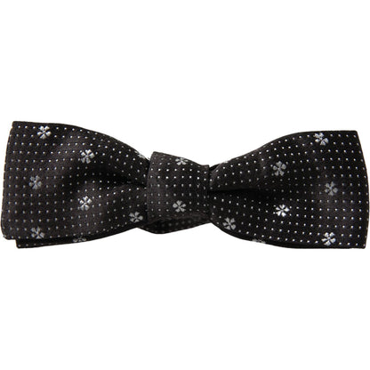 Dolce & Gabbana Black Patterned Silk Adjustable Men Neck Papillon Bow Tie Dolce & Gabbana
