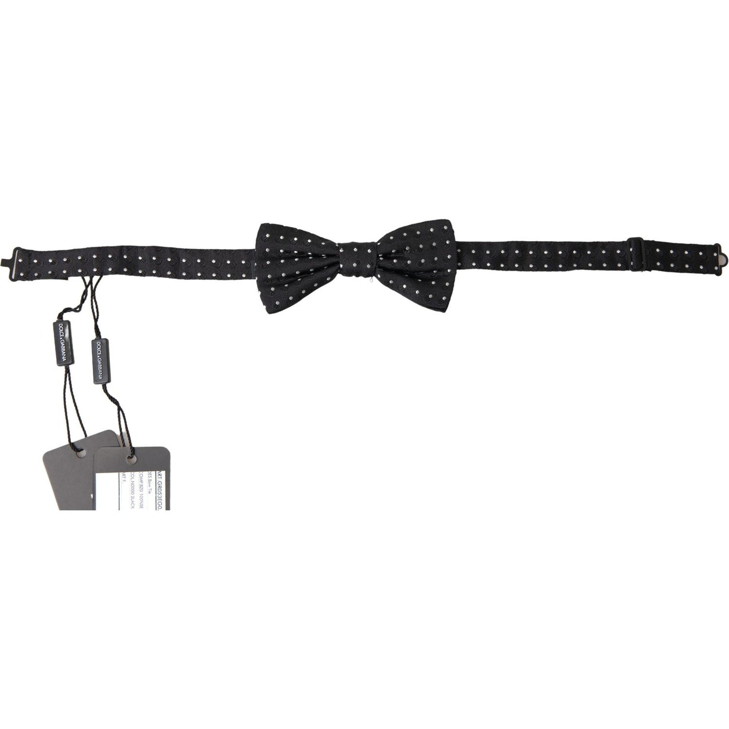 Dolce & Gabbana Black Polka Dot Silk Adjustable Men Neck Papillon Bow Tie