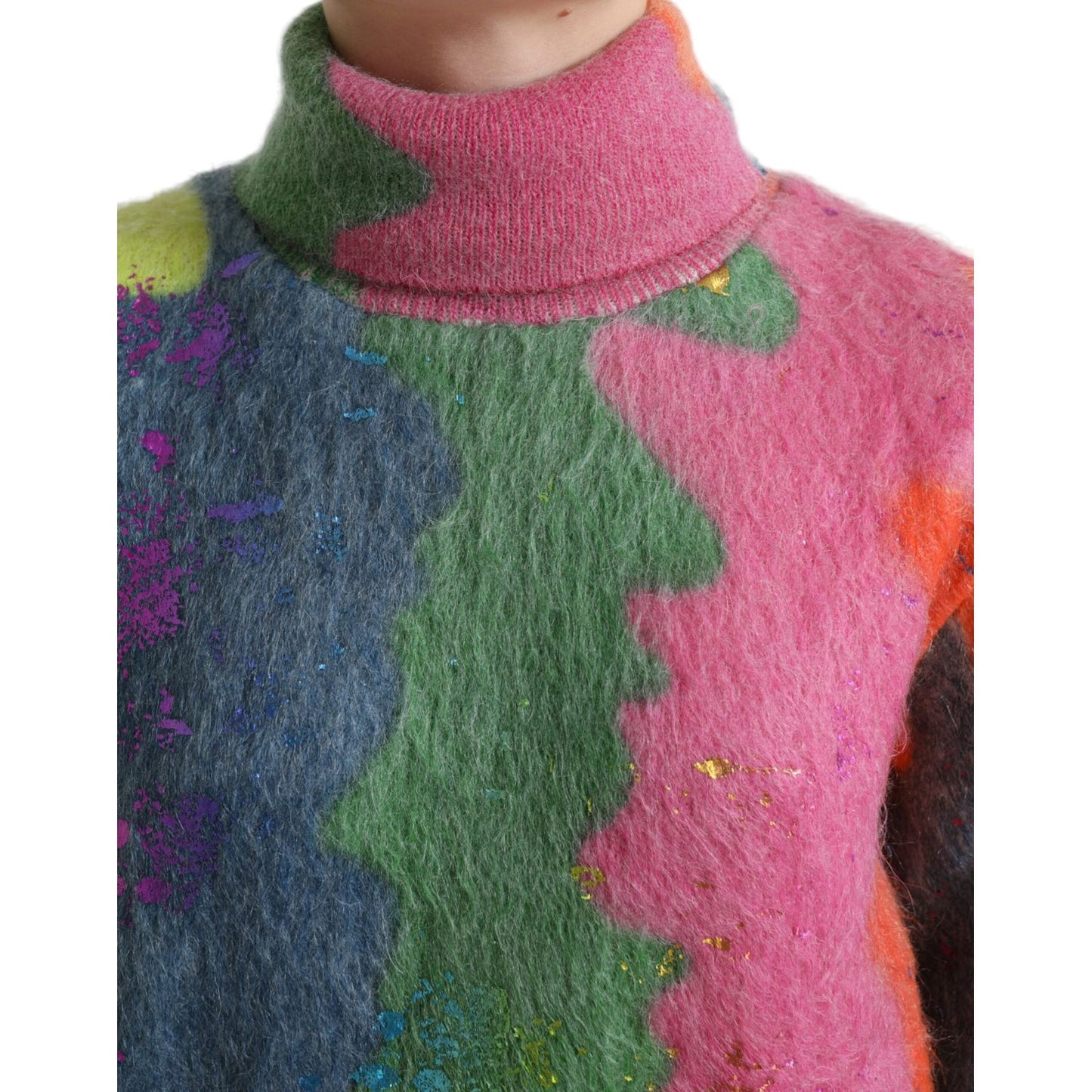 Dolce & Gabbana Multicolor Mohair Stripe Turtleneck Sweater Dolce & Gabbana