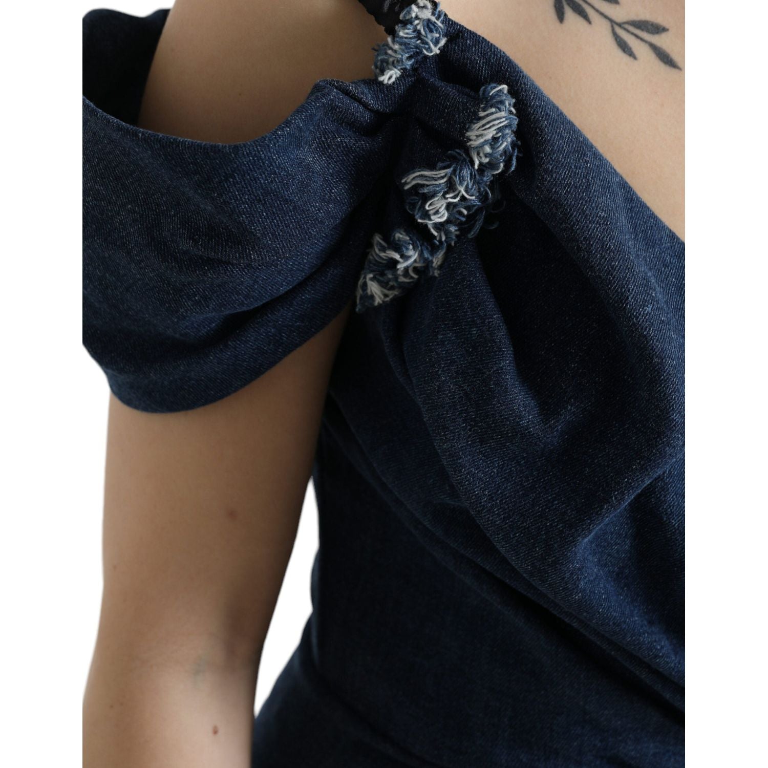 优雅双色蓝色紧身连衣裙