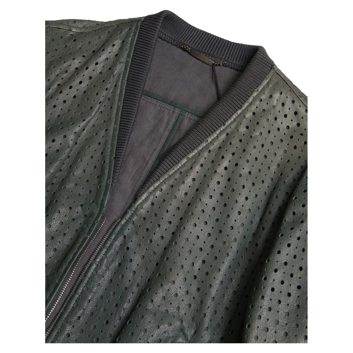 Dolce & Gabbana Emerald Green Goatskin Bomber Jacket Dolce & Gabbana