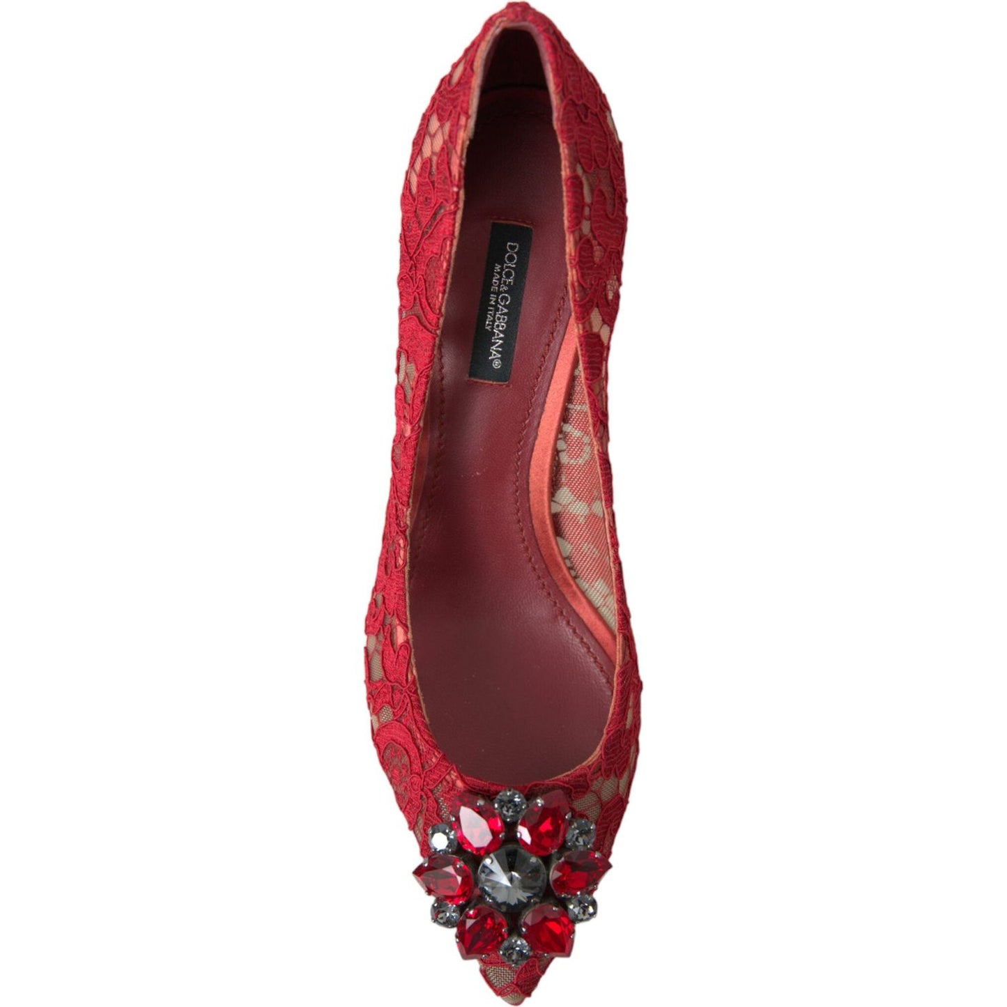 Dolce & Gabbana Radiant Red Lace Heels with Crystals Dolce & Gabbana