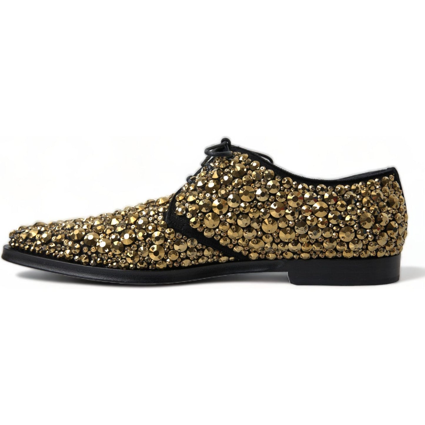 Dolce & Gabbana Elegant Gold Black Suede Derby Dress Shoes Dolce & Gabbana