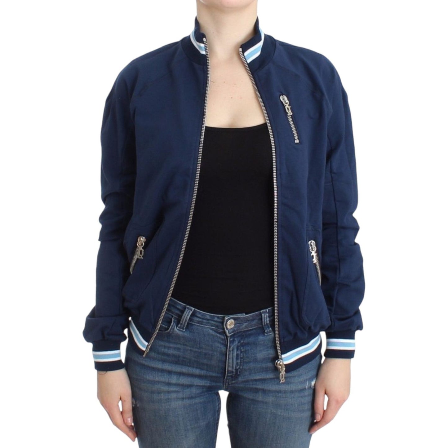 John Galliano Chic Blue Zip Cardigan with Logo Detail John Galliano