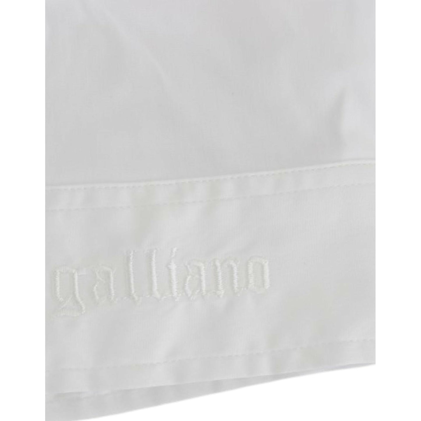 John Galliano Chic White Cotton Blend Shortsleeve Blouse John Galliano