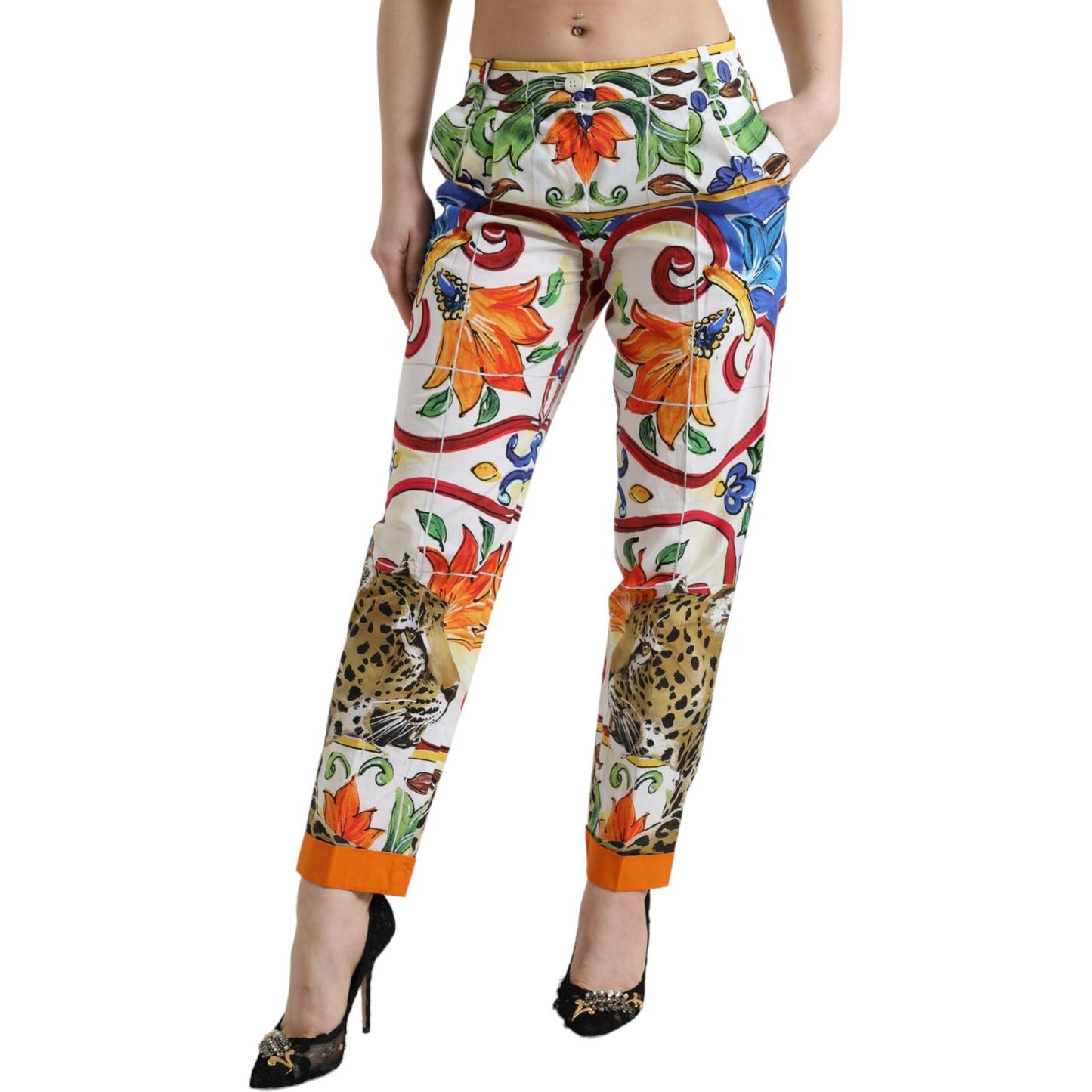 Dolce & Gabbana Majolica Print Tapered Cotton Pants Dolce & Gabbana