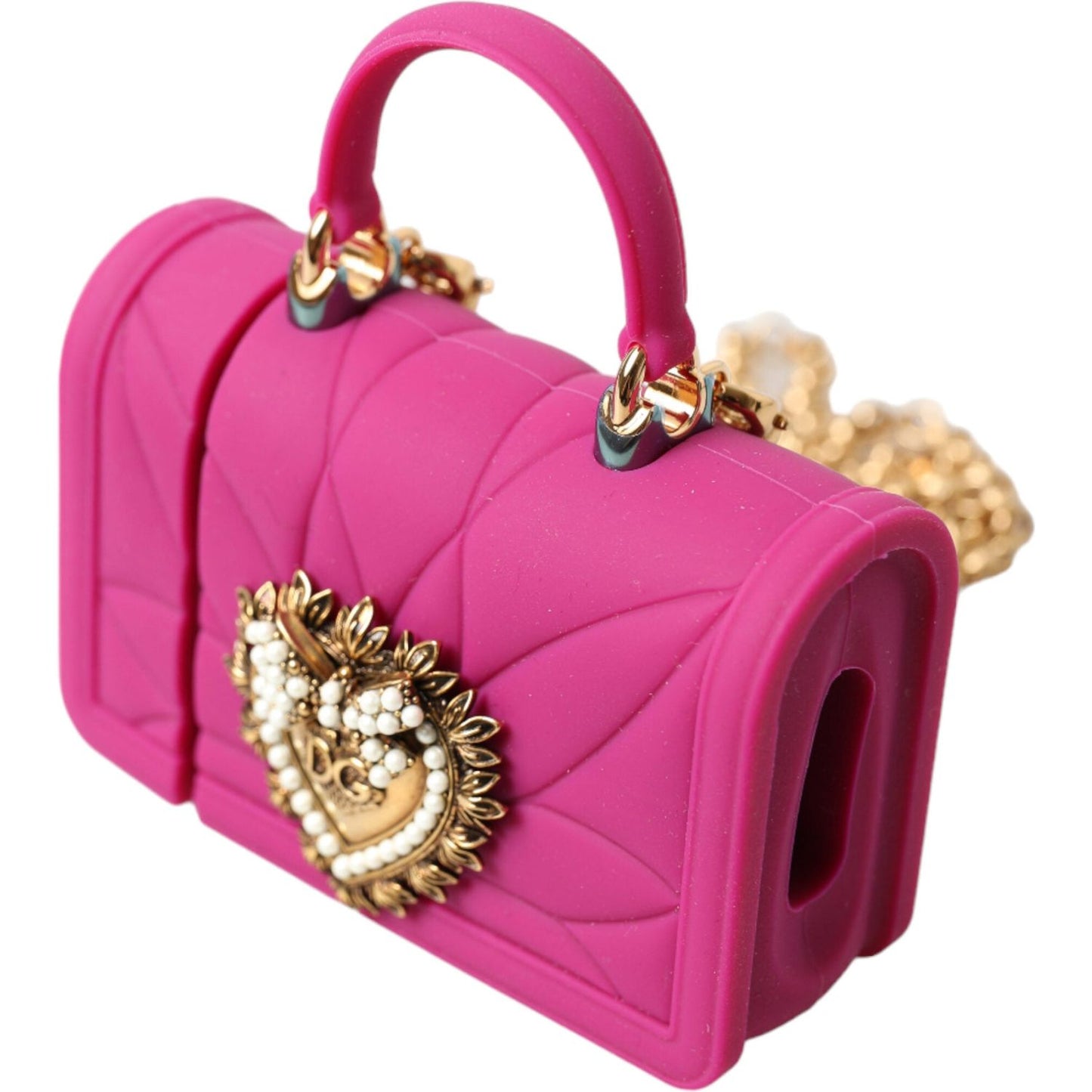 Dolce & Gabbana Chic Quilted Silicone Airpods Case - Pink & Gold Dolce & Gabbana