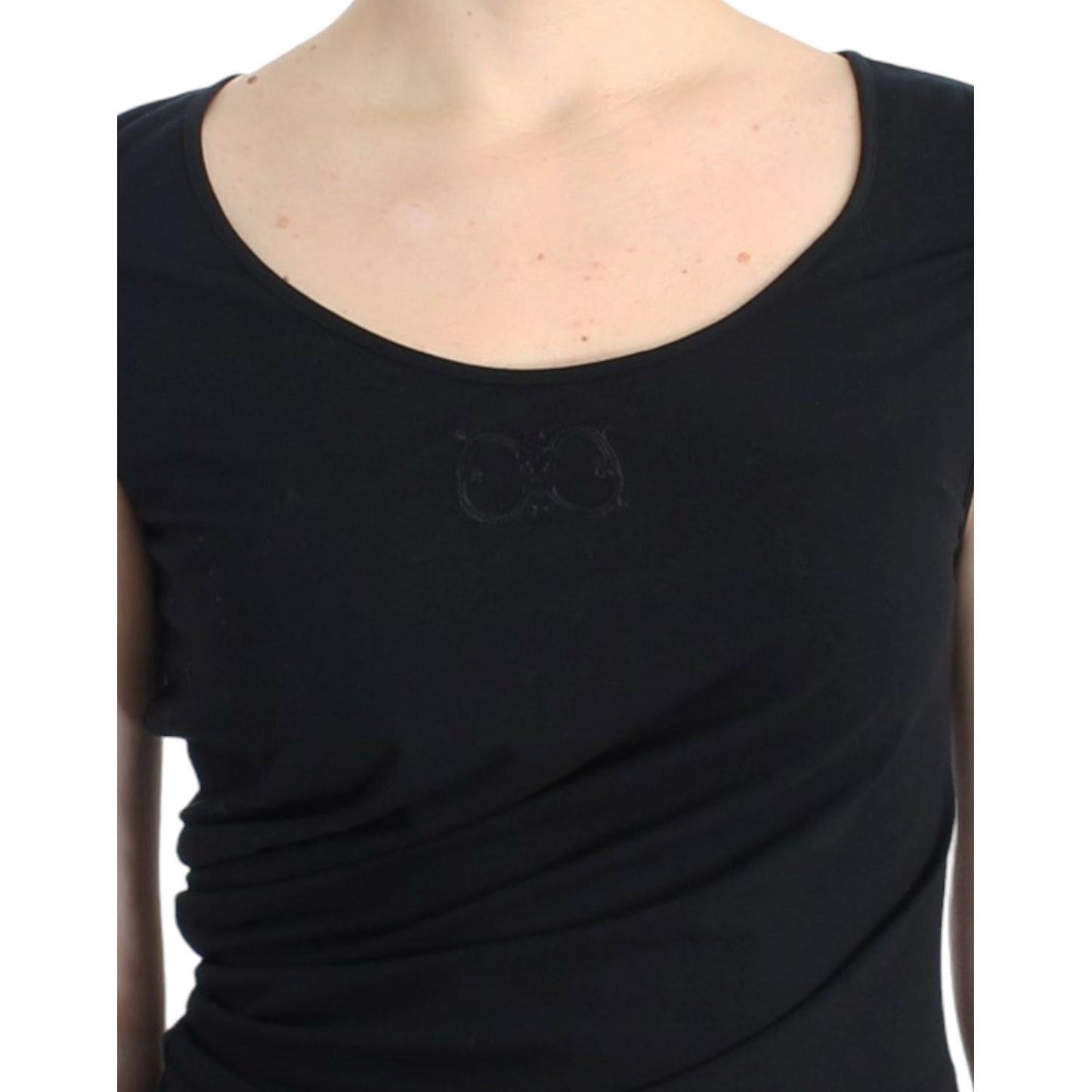 Cavalli Elegant Cap Sleeve Black Top Cavalli