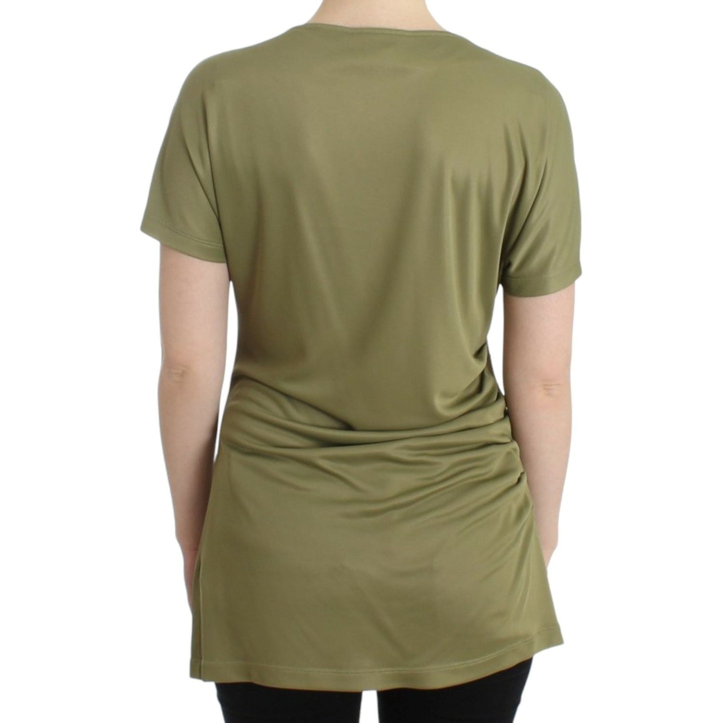 Cavalli Elegant Green Jersey Blouse with Gold Accents Cavalli