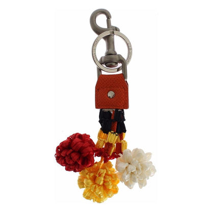 Dolce & Gabbana Red White Raffia Leather Clasp Finder Keyring Keychain Dolce & Gabbana