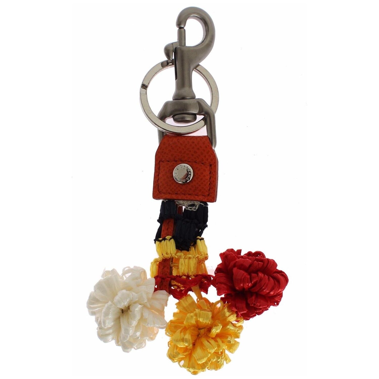 Dolce & Gabbana Red White Raffia Leather Clasp Finder Keyring Keychain Dolce & Gabbana