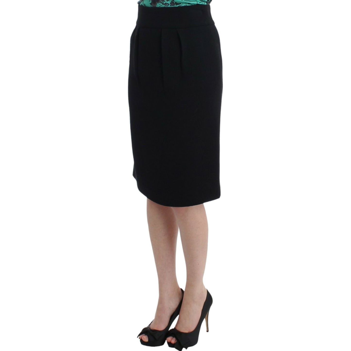 Cavalli Black wool pencil skirt