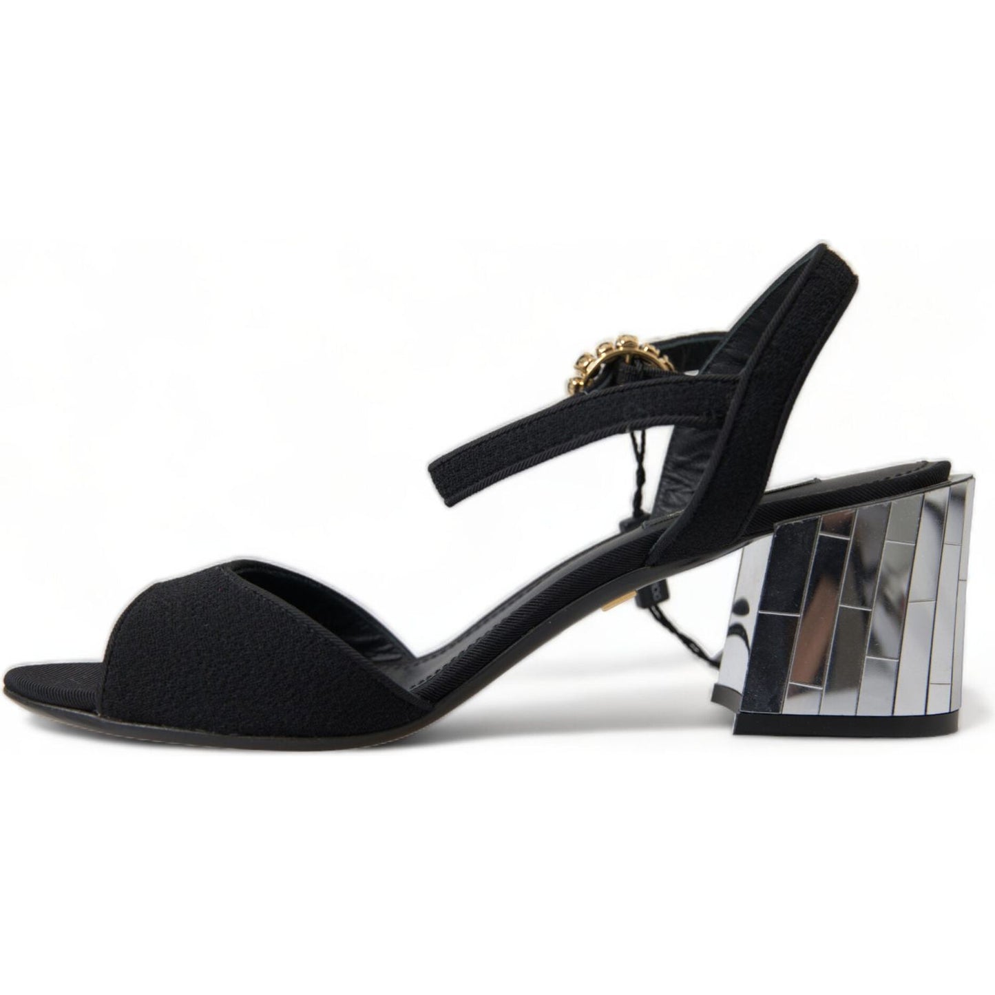 Dolce & Gabbana Black Crystals Ankle Strap Sandals Shoes