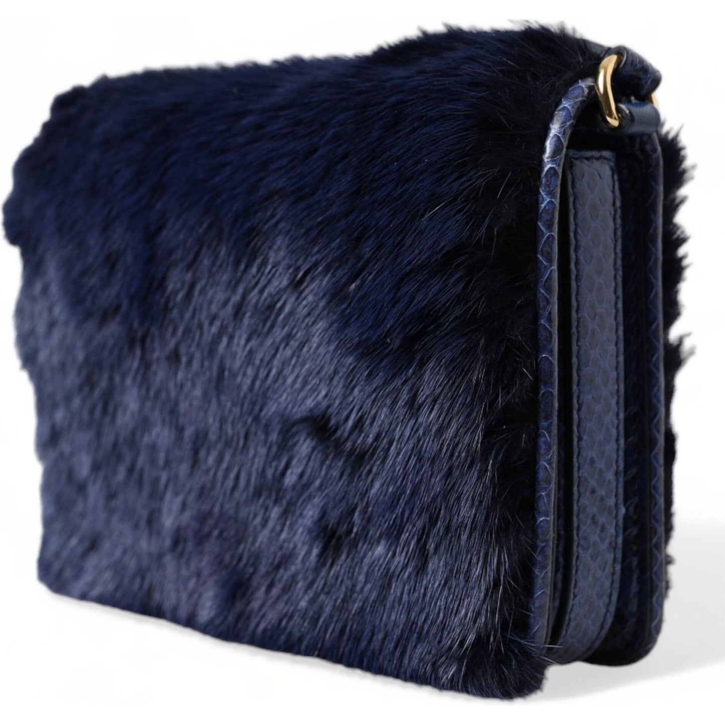 Dolce & Gabbana Exquisite Blue Mink Fur Shoulder Bag Dolce & Gabbana