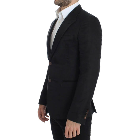 Dolce & Gabbana Elegant Black Silk Blend Two-Button Blazer Dolce & Gabbana