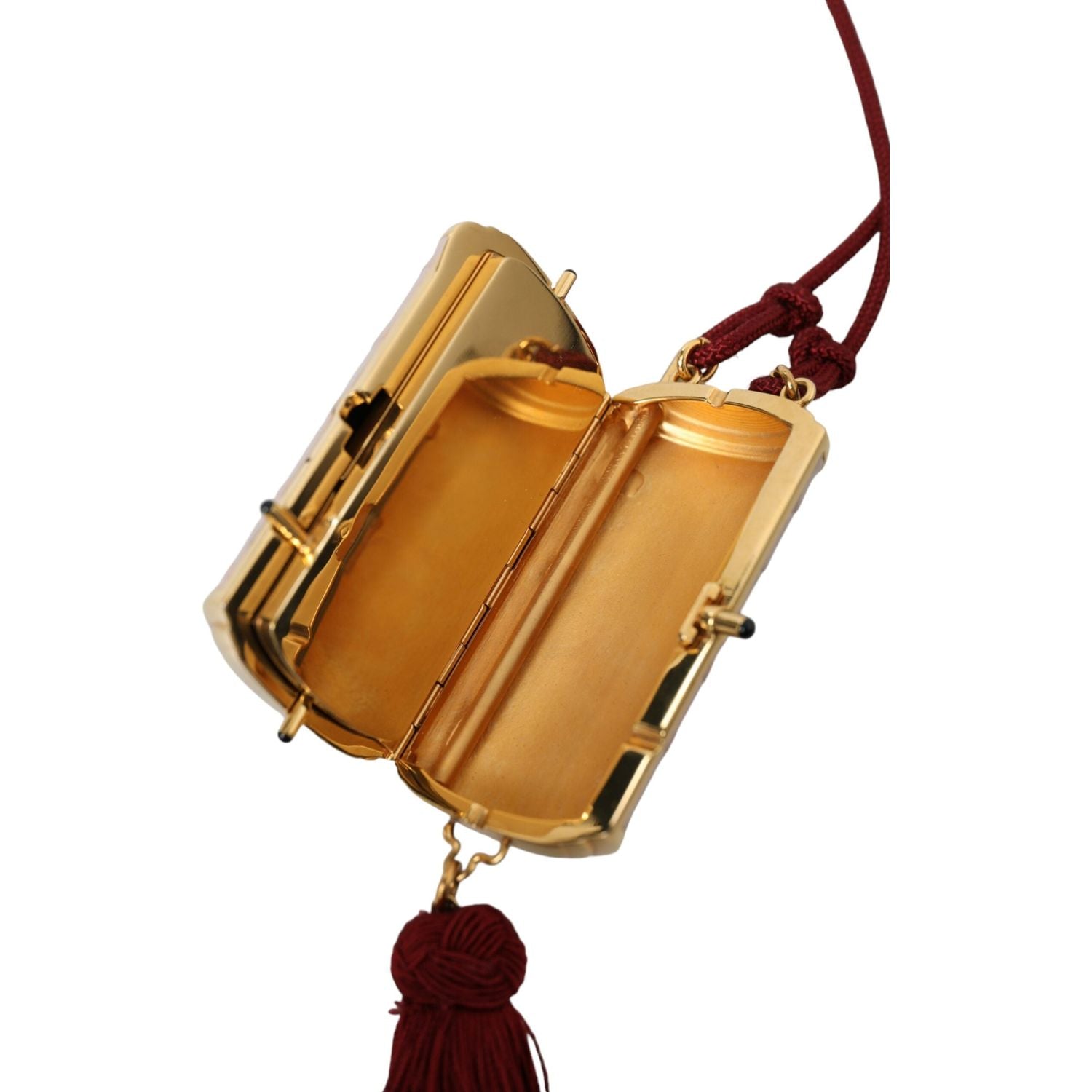 Dolce & Gabbana Pink Exotic Leather Mini Mirror Tassel Makeup Bag