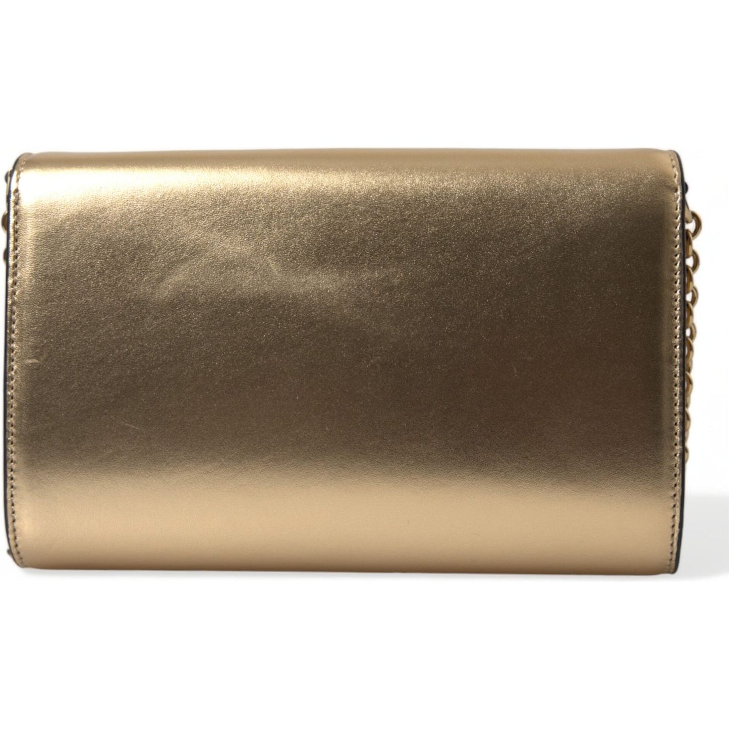 Dolce & Gabbana Elegant Metallic Gold Leather Crossbody Purse Dolce & Gabbana