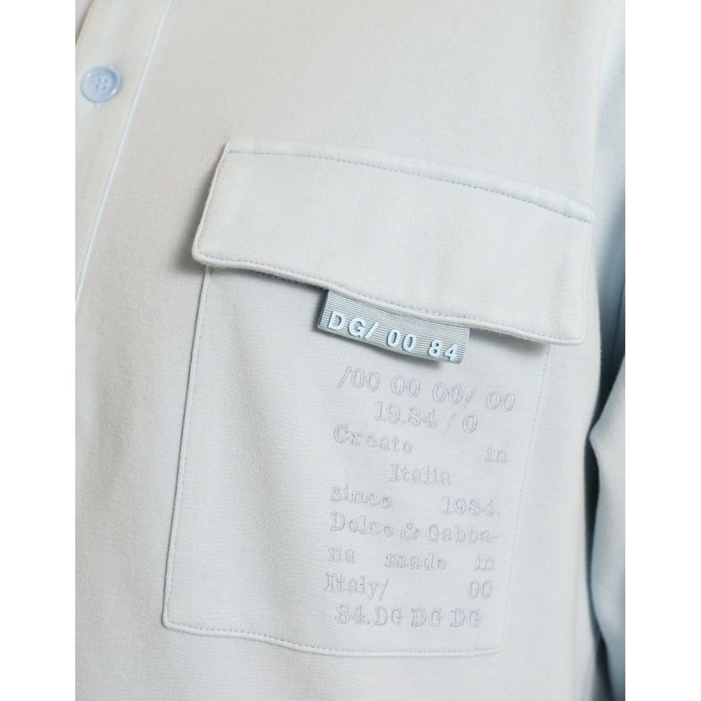Dolce & Gabbana Light Blue Cotton Buttoned Pullover Sweater