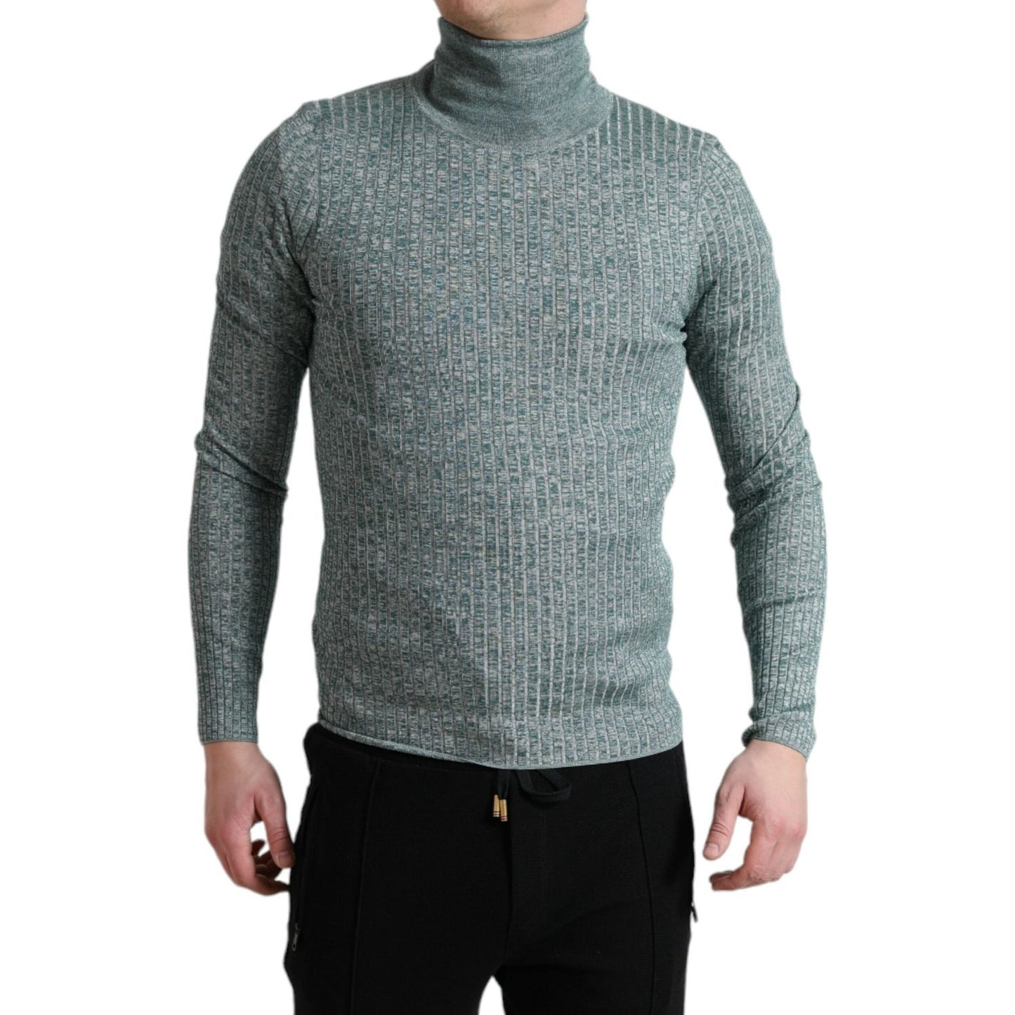 Dolce & Gabbana Green Polyester Turtleneck Pullover Sweater Dolce & Gabbana