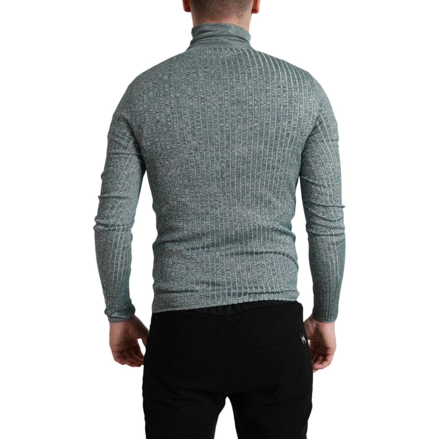 Dolce & Gabbana Green Polyester Turtleneck Pullover Sweater Dolce & Gabbana