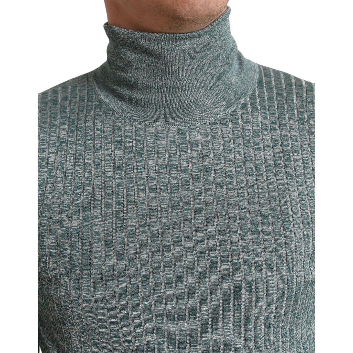 Dolce & Gabbana Green Polyester Turtleneck Pullover Sweater Dolce & Gabbana