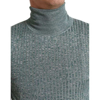 Dolce & Gabbana Green Polyester Turtleneck Pullover Sweater Dolce & Gabbana