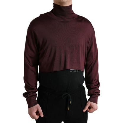 Dolce & Gabbana Maroon Viscose Turtleneck Pullover Sweater Dolce & Gabbana