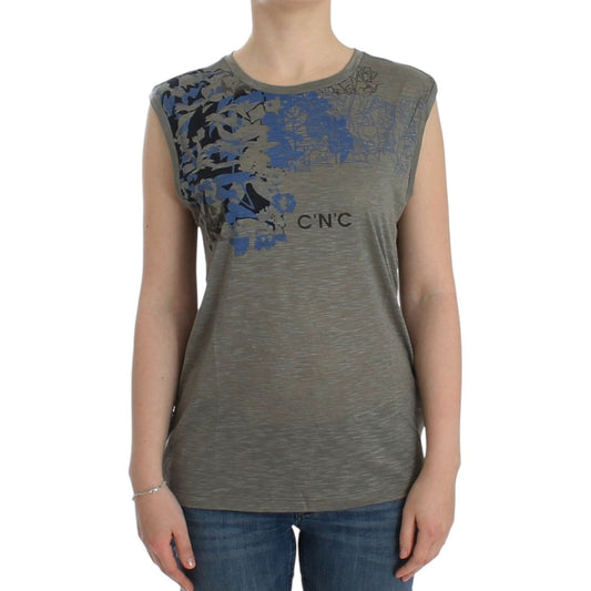 Costume National Gray print sleeveless t-shirt