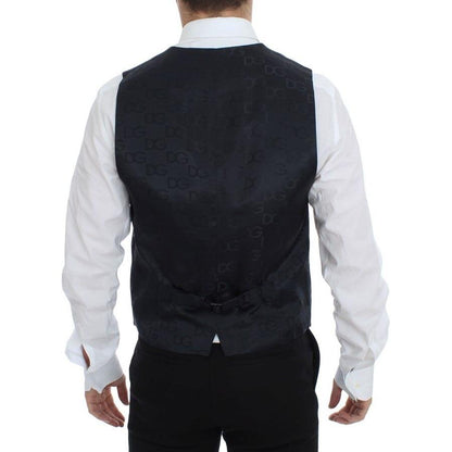 Dolce & Gabbana Blue Cotton Stretch Dress Vest Blazer