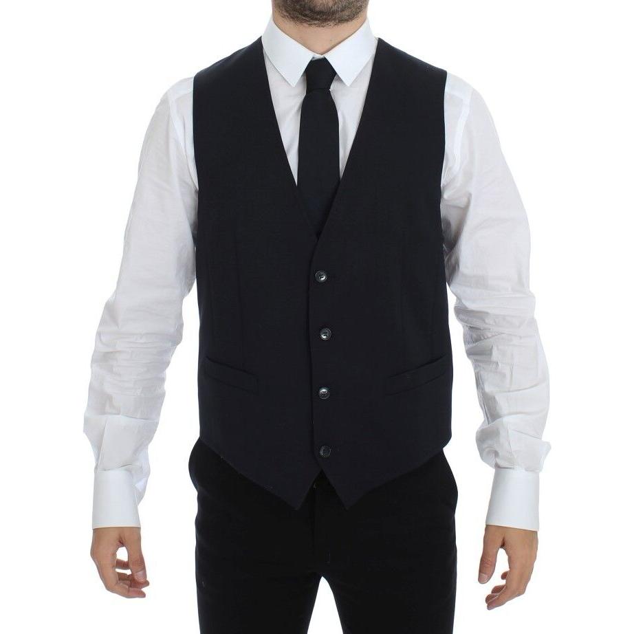 Dolce & Gabbana Blue Cotton Stretch Dress Vest Blazer