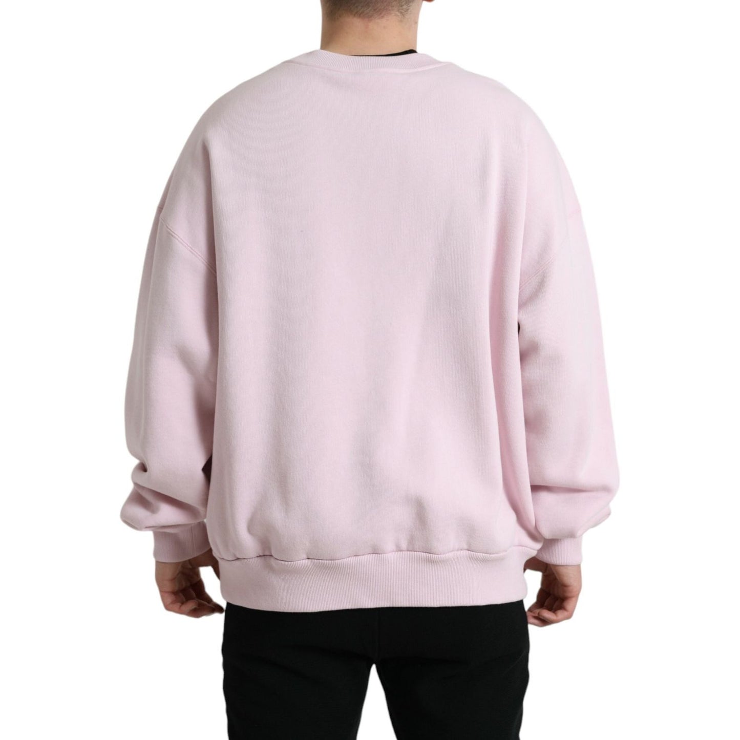 Dolce & Gabbana Elegant Pink Crew Neck Logo Sweater Dolce & Gabbana