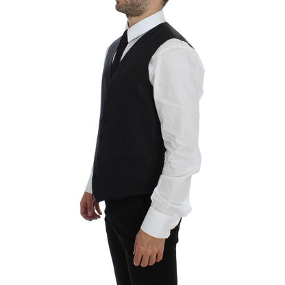 Dolce & Gabbana Gray Wool Silk Dress Vest Gilet Weste